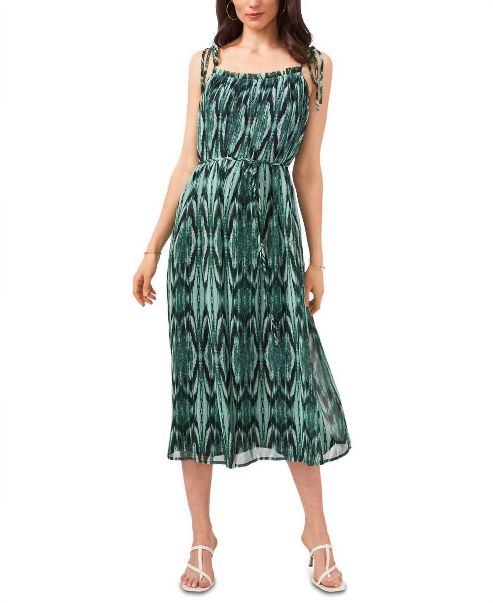 NEW VINCE CAMUTO rainforest texture dress in black/green
